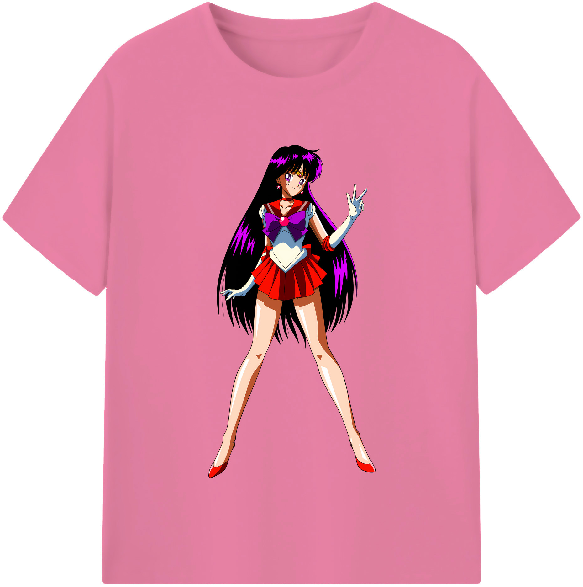 （画像用） 美少女戦士セーラームーン 火野レイ ひの レイ Sailor Moon Hino Rei （セーラーマーズ,Sailor Mars） 綿100％半袖Tシャツ（フロントプリント）